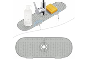 RYHX Estera de silicona para grifos, protección contra salpicaduras de silicona para grifos de cocina, estera seca para proteger cocinas y baños, encimeras y suelos, gris