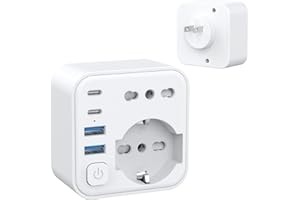 Aochxin Adattatore Presa Giappone, 6 in 1 Adattatore Giappone Italiano con 4 USB, per Giappone, Cina, Filippine, America, Canada, Adattatore Prese Giappone, 3680W, Spina da Viaggio (Tipo A)