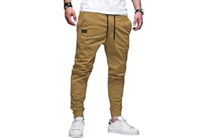 Jolicloth Men's Trousers Cargo Jogger Work Cotton Casual Sweatpants Outdoor Elasticated Waist Drawstring Pants with Pockets