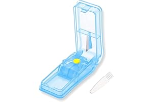IZyufan Coupe-Comprimé, 2 en 1 Séparateur de Comprimés pour Couper et Écraser Petits et Gros Cachets avec Compartiment De Rangement pour Pilules (Bleu)