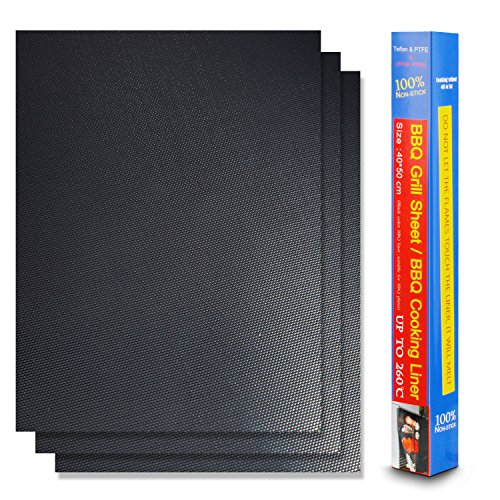 Grillmatte zum Grillen und Backen, Aodoor Barbecue Grillmatte Non-Stick grill backmatte, silikonmatte grill Garantiert hitzebeständig 40x50cm (3er Set)
