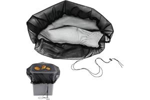 GIAK Mesh Cover for Rain Barrels Water Butt Net - 95 cm Adjustable Rain Butt net Keeps Mosquitos and Debris Out