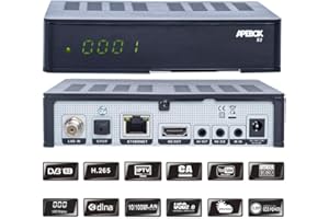 Apebox S2 - Receptor de satélite (Full HD, 1080p, H.265, IPTV, LAN, lector de tarjetas, apto para satélite, emisor preinstalado (Astra+ Hotbird preinstalado)