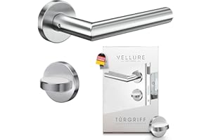 Vellure® Zestaw klamek do drzwi ze stali nierdzewnej (w zestawie szablon do wiercenia i instrukcja montażu) klamki do drzwi wewnętrznych zestaw - okucia drzwi - klamki drzwi wewnętrzne - zestaw klamek