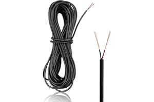 ZoZoMaiy 22 AWG Cable Electrique 10M 2 fil electrique souple 300V flexible PVC Cuivre de Câble Noir Diamètre 3,5 mm