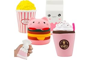 CAPANEUS 4 Pezzi Food Squishies Toys, Antistress Squishy Giocattoli, Kawaii Giocattoli Sensoriali Morbidi Fidget, Slow Rising Giocattoli Sensoriali, Antistress Fidget Toys per Ragazze Bambini e Adulti