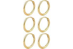 Mochity 3-7 paires Boucles d'Oreilles Créoles Argent Or 14K, Creoles Acier Inoxydable, Boucles d'Oreilles Femme Homme， Hypoallergénique Boucles D'Oreilles