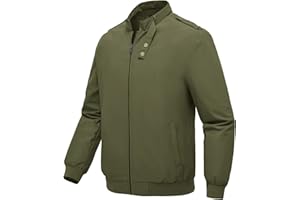 donhobo Jacken für Herren Leichte Sportswear Windbreaker Lässige Bomberjacke Übergangsjacke Outdoor Camping Freizeitjacke mit Taschen