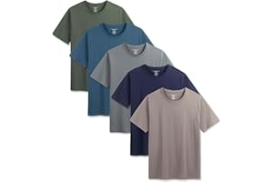 THE ESSENTIALS WARDROBE Mens T-Shirt 5 Pack Multicoloured Short Sleeve Shirts for Mens Tee Crew Neck Cotton Shirts - Lightweight and Comfortable - Size S-4XL