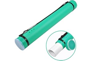 DEWEL Document Storage Tube Plastic Expanding Poster/Art Tubes 24.5 to 40 inches Adjustable with Carrying Strap Waterproof and Light-Resistance Telescoping Carrying Case (Green)