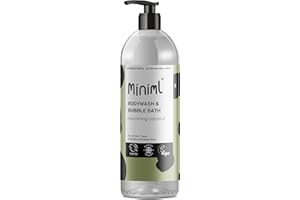 Miniml All Natural Body Wash and Bubble Bath - 1L Bottle Moisturising Coconut Skin Eco Shower Gel Bath Soak - Vegan Friendly High Foam