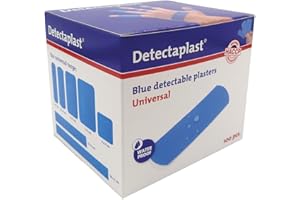 Pansement bleu detectable Detectaplast Universal, pansements resistants à l'eau et aux saletés, safety first pansement cuisine et pansement alimentaire, 25 x 72 mm, 100 pièces