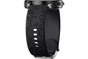 Mastten Bransoletka z grawerowanym kwiatem, kompatybilna z Samsung Galaxy Watch 6 / Watch 5 / Watch 4 40 mm, 44 mm, 20 mm, miękki, sportowy, silikonowy pasek zamienny do Galaxy Watch Active 2 / Watch