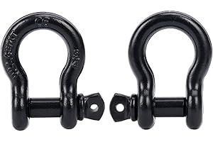 FreeTec Bow Shackles, 4.75 Tons (9,500 Lbs) Heavy Duty Galvanized Lifting Shackles, 2 Pack for Lifting Towing Construction 4x4 Offroad Recovery