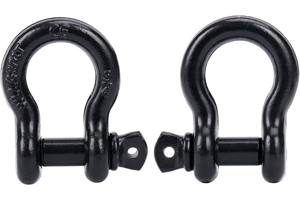 FreeTec Manille 4x4, 4,75 Tonnes Manille de Levage, 3/4" Manilles de Remorquage 4x4, Manilles Acier Galvanisé de Traction de Remorque pour Jeep Voiture Camion (Noire)
