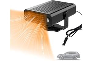 Hojalis Riscaldatore Portatile per Auto, 12 V 150 W Termoventilatore per Auto, Ventola per Riscaldamento Auto Elettrica 2 in 1, Rotazione a 360°, Spina Accendisigari, per Tutte Le Auto