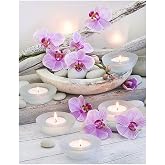 Kit Peinture Diamant 'Orchidée' - 40x50 Cm, Strass Carrés, Motif Floral Moderne