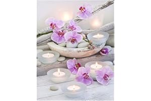 DCIDBEI Pittura con diamanti 40x50cm square diamond painting orchidee e candela dipingere con i numeri kit ricamo punto croce pittura con strass fai da te mosaico fiori con perline per ufficio decorazione