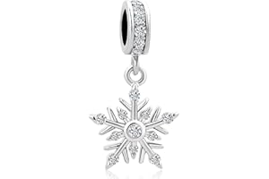 KunBead Jewelry Christmas Snowflake Dangle Charms Compatible with Pandora Bracelets