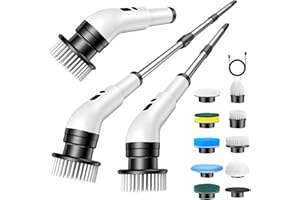 Journeyside Brosse Electrique Nettoyage, Electrique Nettoyage Rotative avec 9 Têtes sans Fil,Brosse Rotative Salle de Bain pour Nettoyer la Salle de Bains Cuisine,IPX7
