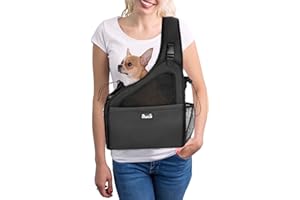 Nasjac Bolsos para Mascotas, Manos Libres Papoose Small Animal Puppy Travel Bag Tote Correa Acolchada Ajustable Malla Transpirable Soporte Inferior Duro Cinturón de Apertura con cordón Lavable