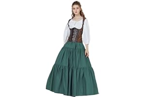 BEAUTELICATE Falda Larga Mujer Algodón Bohemio Falda Medieval Renacentista Gitana Gótico Victoriana Cosplay Ropa de Playa