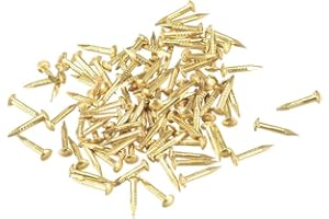 TOP-VIGOR 100Pcs Hardware Nails, 1.2mmx8mm Brass Nails and Pins Assortment, Wall Pins Tacks Nails for Woodworking, Panel Pins for Hanging Picture, Frame, Mirror, Furniture, Construction