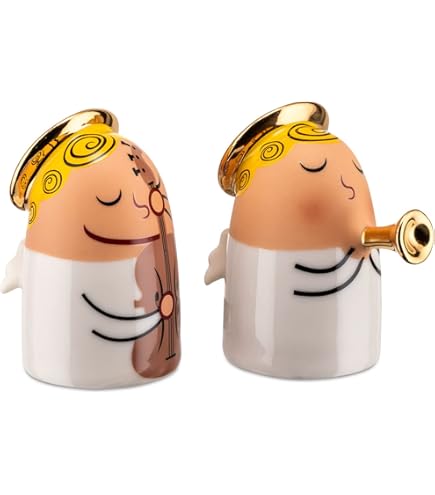 Presepe Alessi In Porcellana Decorato A Mano - Grotta Della Natività, 5 Pezzi, Oro - Foto 3