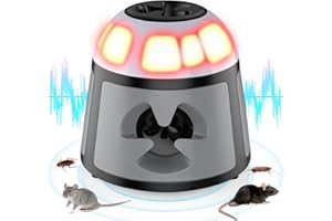 TIPTOP HOME Ultrasuoni per Topi, Repellente per Topi Ultrasuoni Mouse e Ratti 360° con Luce LED Repellente Ultrasuoni Dissuasori per Topi Roditori Parassiti Interni Plug-in Scarafaggi Anti Parassiti per Giardino