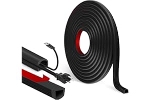 LSGCQ Goulotte Passe Cable adhésif Cache Cable TV Mural Semi-circulaires Cache Fil Electrique Flexible goulotte Electrique pour Le Sol Mural (Noir, 7mm×14mm×3m)