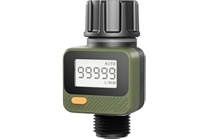 Diivoo Water Flow Meter, Digital Hose Water Meter with 4 Measure Modes & 180° Removable Panel, IP54 Liter/Gallon Garden Water Counter Meter for Hose Thread, RV Hose, Lawn Sprinkler, Irrigation System
