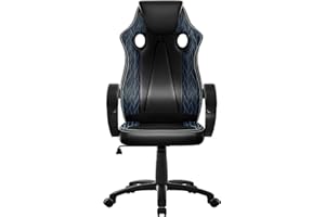 Precision Synergie Ergonomic Office Chairs for home, PU Leather Computer Chairs, Desk Chairs for bedroom, Racing Gaming Chair, PC Chair with Tilt Function, Gamer Chair Black-blue