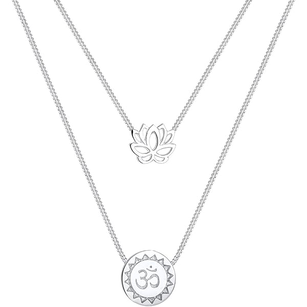 Myshape Fleur de Lotus Mandala OM AUM Symbole Collier Bouddhiste Chakra Yoga Bij
