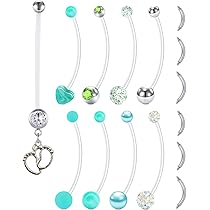 6 Anelli Piercing Ombelico Gravidanza - Bioflex Acrilico, 14G Con CZ - Foto 4