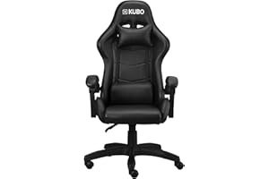 KUBO - Silla Gamer - Ergonómica - Reposacabezas - Elevación Gas Nivel 4 - Máximo Confort - Color: Negro -Peso Máximo de hasta 130 kg