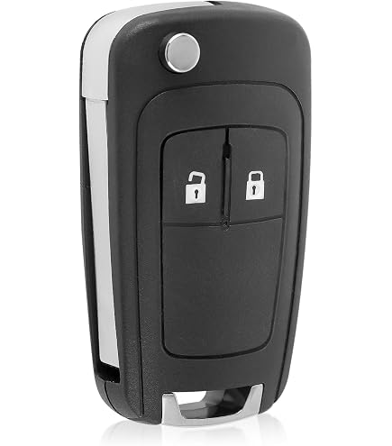 Coque Clé Voiture 2 Boutons Opel & Chevrolet – Boîtier Télécommande Avec Lame & Porte-Clés, Noir ABS + Métal