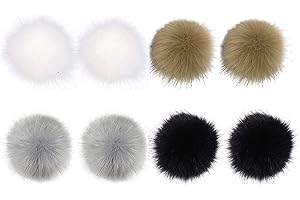 OHYER 8 Pezzi Pom Poms Finte Pelliccia Palline di Pelo Soffici Pompon in Pelliccia Sintetica con Passante Elastico per Berretti di Maglia Sciarpe Borse Scarpe Portachiavi Decora Accessori (Colores A)