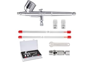 SAGUD Airbrush Pen 0.3mm Dual-Action Air Brush Gun with Extra 0.2 mm & 0.5 mm Nozzles Needles Air Caps and Quick Release Disconnect Coupler SD-130S