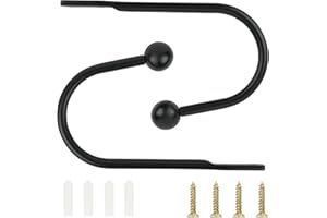 TAIYOU 2 Piezas Alzapaños Cortinas Metal Gancho Sujeciones Cortinas Ganchos Cortina Alzapaños Decorativos para Oficina Dormitorio Sala de Estar Cuarto de Baño Comedor Café Negro Cabeza Redonda