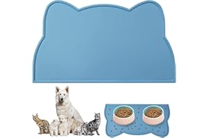 DDHHCP Napfunterlage Katzen, Frutschfeste Haustier Futternapf Unterlage füR Katzennapf Futtermatten, Wasserdicht Napfunterlage füR Kleine Hunde Und Katze(44 X 24 cm,Blau)