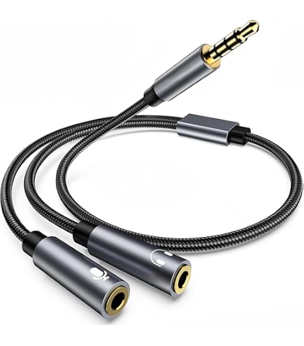 Speedlink Adattatore Cavo Per Cuffie - Da Jack 3.5mm 4 Poli A 2 Jack Stereo (Audio + Microfono), 15cm