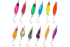 LAKIGOES Cucchiaini Da Pesca Esche 12 Pezzi Esche Artificiali,Esche Da Pesca, Fishing Set,Esche Per La Pesca Alla Trota,Spoon Trout Area Per Trota, Persico,Luccio Spoon Kit Con Scatola