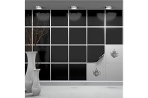 FoLIESEN - Fliesenaufkleber 15x15 cm | selbstklebende Fliesen-Folie für Bad & Küche | entfernbare Klebe-Folie für Wandfliesen Küchenrückwand & Bordüren | 50 Klebefliesen, Schwarz glänzend