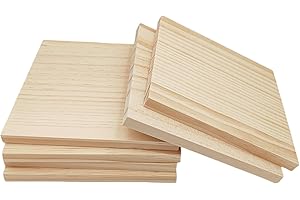 ANKTILY 6 bloques cuadrados de madera sin terminar para manualidades, 15 x 15 x 1 cm, tableros de madera de pino para tallar madera, posavasos de bricolaje, pintura y quemado