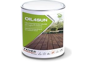Tover, Oil4Sun, Olio Per Legno in Esterno, Per legno di Larice, Quercia, Teak o Acacia, Per Mobili da Giardino, Decking e Pavimenti, Protezione del Legno di Lunga Durata, 1 unità, 1L