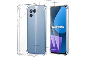 JDXHFF Hülle Kompatibel mit Fairphone 5 (6.46") Transparent und 2 Stück Panzerglas Displayschutzfolie - Bumper Schutzhülle Weich Silikon Flexibel TPU Tasche Case Clear