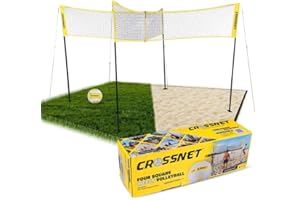 CROSSNET Filet de volleyball carré et jeu de jardin complet avec sac de transport et ballon pour enfants et adultes