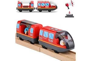 Zuoan Holzeisenbahn Zug Elektrische Hohe Geschwindigkeit Spielzeug Zug Kinder Lokomotive Kompatibel mit Holzschienen Kinder Spielzeuglok (ohne Holz-gleise)
