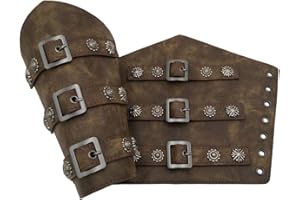 THAJALING Brazaletes vikingos, cinturón medieval hebilla de cuero, hecho a mano, brazaletes de cuero de grano completo, caballero LARP retro renacentista, accesorio de disfraz de Halloween para fiesta temática