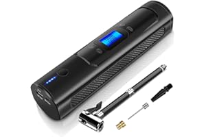 Aokbon Przenośna pompa do opon 150 Psi, elektryczna, elektryczny kompresor powietrza z wyświetlaczem LCD światło LED, do samochodów, motocykli, piłki, kolor czarny, może służyć jako powerbank